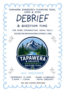 Tapawera Emergency Planning Team, Debrief & Question Time